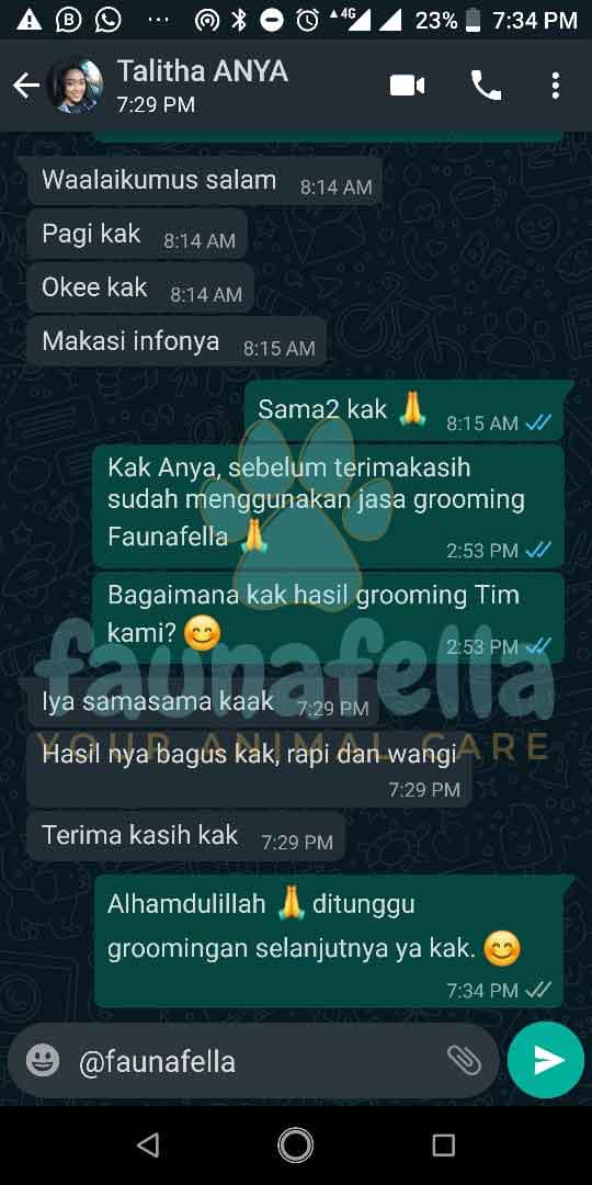 Screenshot testimoni pelanggan FaunaFella 6