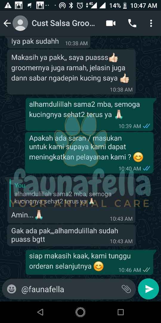 Screenshot testimoni pelanggan FaunaFella 3